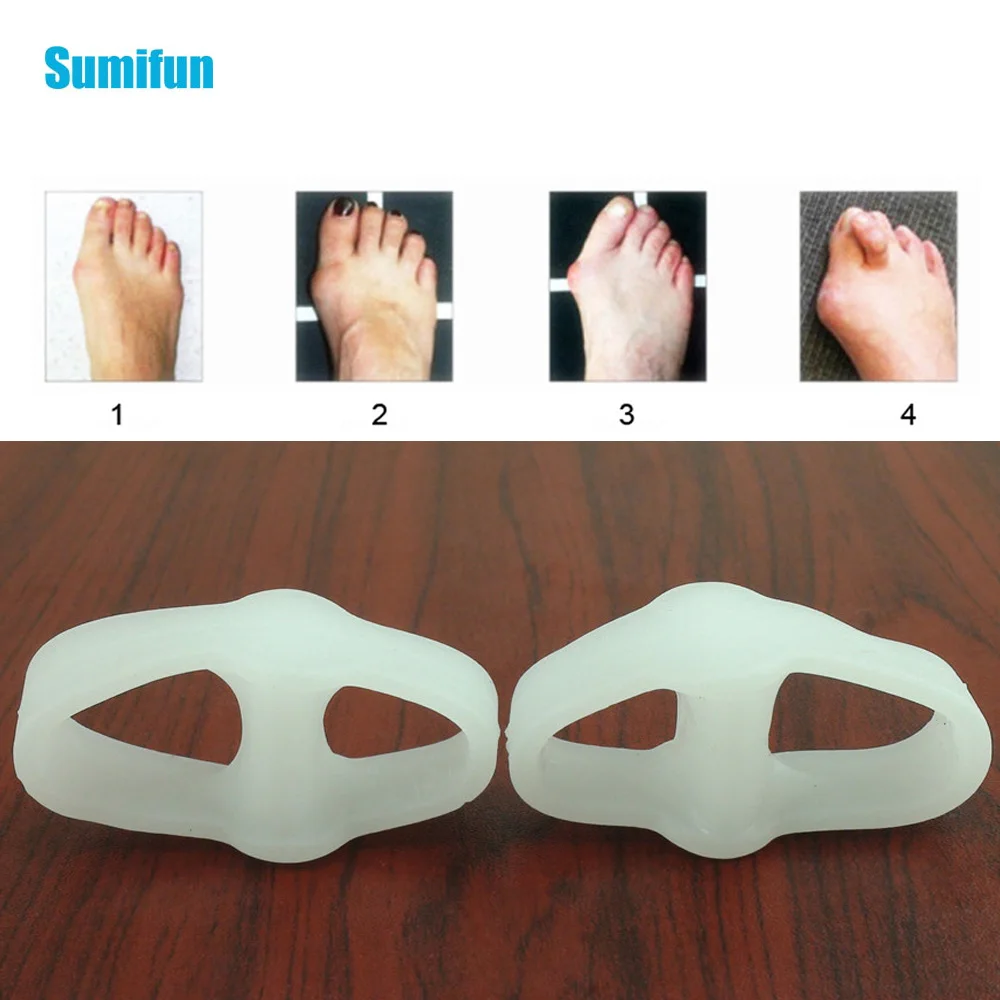 4Pcs Big Toe Separator Two Hole Thumb Valgus Silicone Gel Foot Fingers Toe Protector Corrector Pedicure Foot Care Tool D2208
