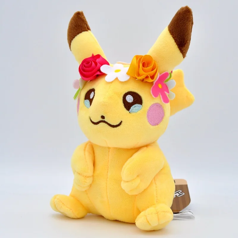Takara Tomy Pokemon Mega Plush Doll Pikachun Flower for Children Birthday Christmas Gifts 20cm