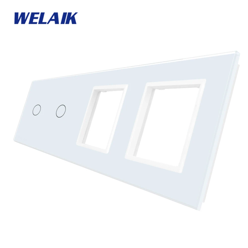 

WELAIK-1 Brand Free Shipping EU 4Frame 1Gang+1Gang+2Square hole Glass Panel Crystal Glass Panel Only Not Touch Switch A491188W1