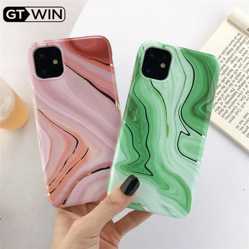 GTWIN Vintage Marble Phone Case For iPhone X 6 6S 7 8 Plus Cover Fashion Artistic High Quality IMD Cases Coque for 11 Pro |