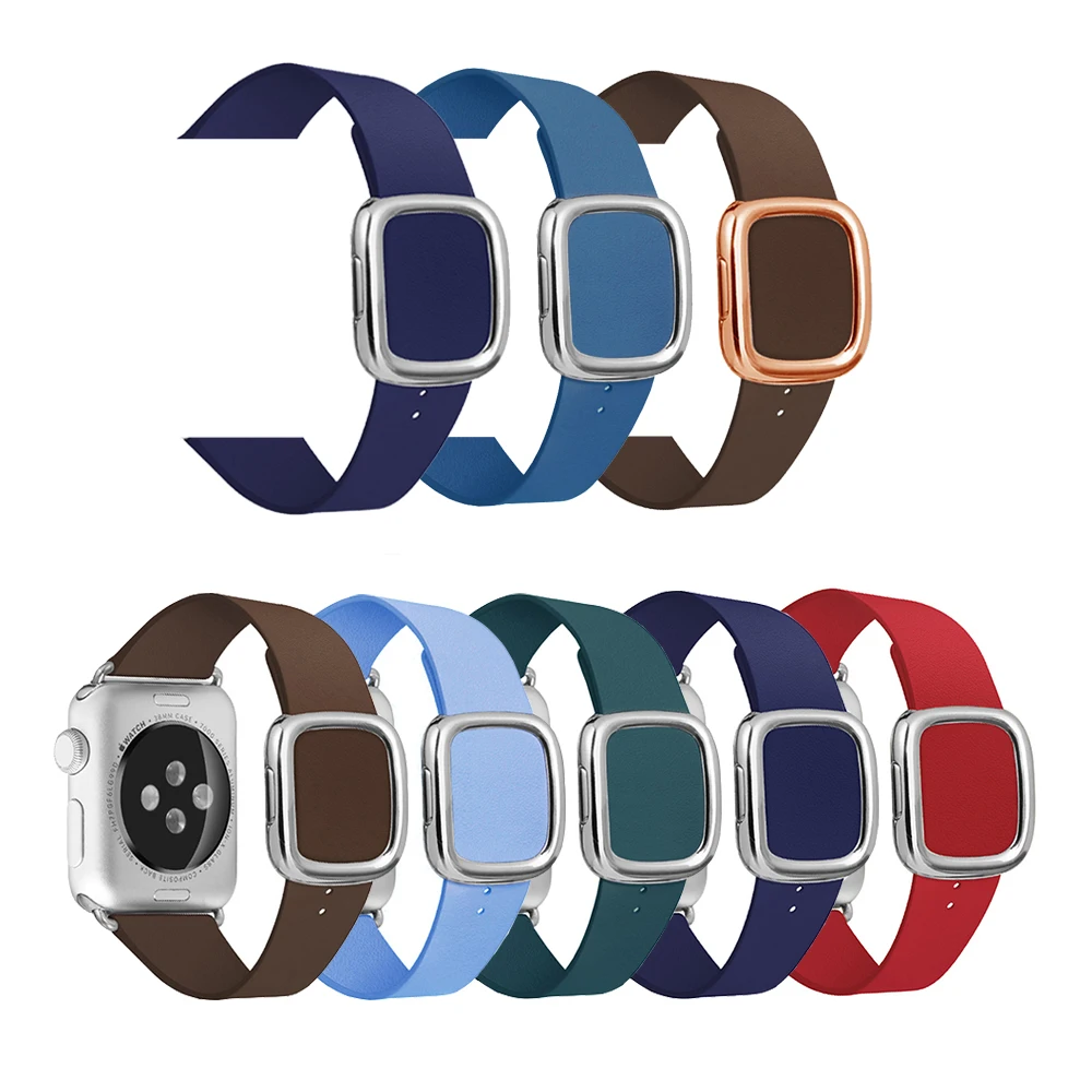 Кожаная Петля ремешок для apple watch группа 5 4 44, 42 мм, версия современный стиль браслет для наручных часов iWatch серии 3/2/1/40 38 мм аксессуары