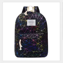 Женский рюкзак для мальчиков и девочек, школьная сумка, голографическая Лазерная Геометрическая Сумка, дорожные сумки для женщин 2019