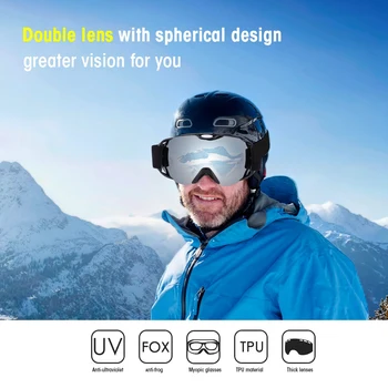 

Ski Goggles Men Women Snowboard Goggles Glasses for Skiing UV400 Protection Snow Skiing Glasses Anti-fog Ski Mask