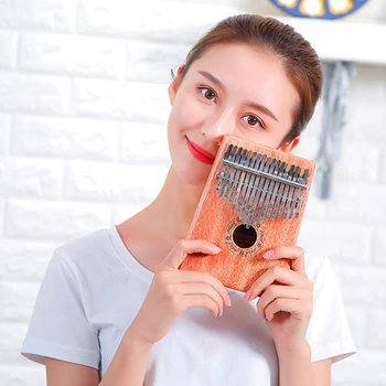 

10/17 Keys Learning Book Tune Hammer Thumb Piano Wood Mahogany Body Musical Instrument Toy Beginner for Kid Gifts