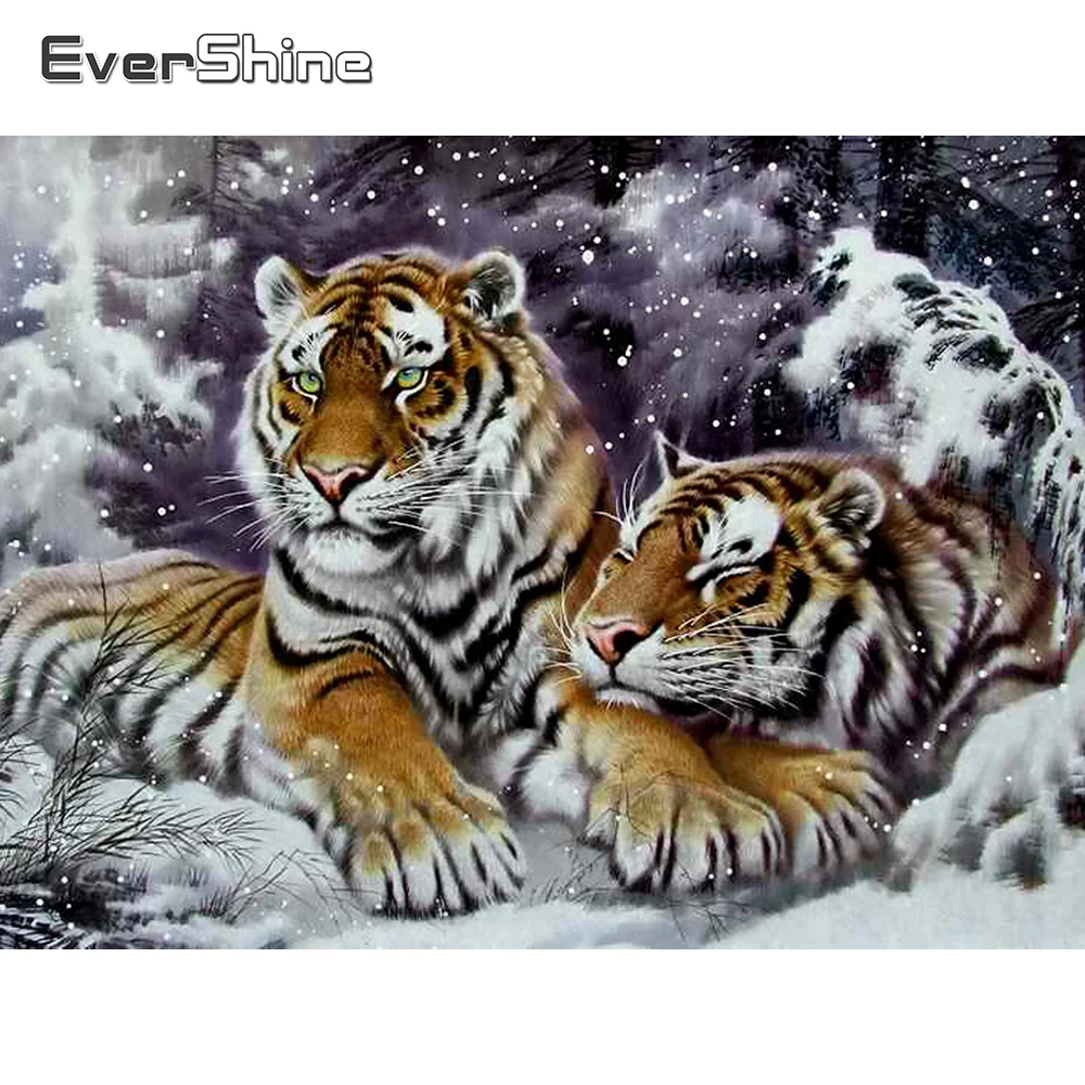 Evershine алмазная вышивка распродажа животные картина стразы тигр алмазная мозаика зима крестиком рукоделие украшения для дома