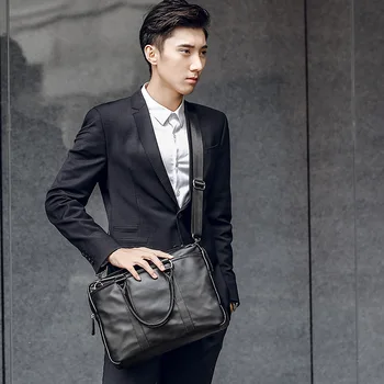 

New Portable Commuter OL Business Bag Leather Fashion Youth Shoulder Crossbody Bag Casual Trendy Men's Briefcase