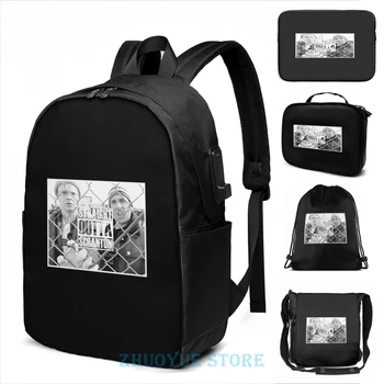 

Funny Graphic print The Office USB Charge Backpack men School bags Women bag Travel laptop bag