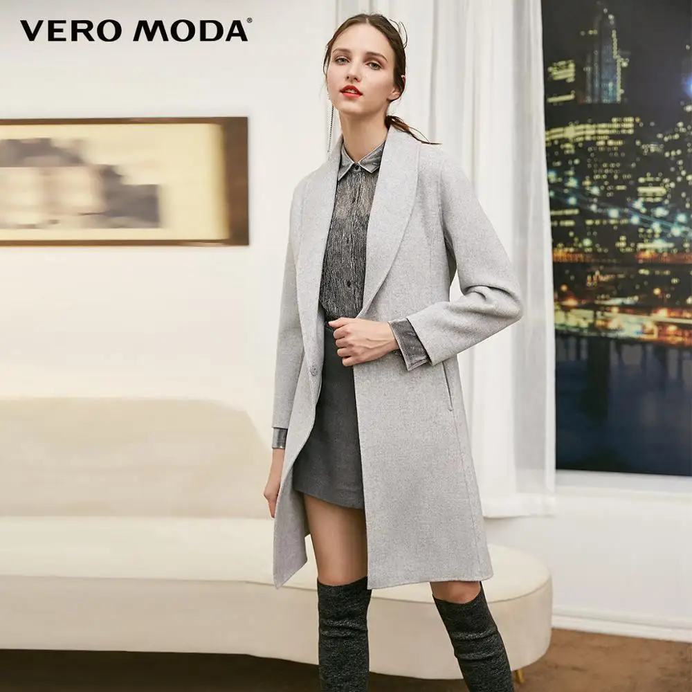 Vero Moda женское шерстяное объемное пальто минималистичное шерстяное пальто | 318327547 - Цвет: Lt. grey mel.