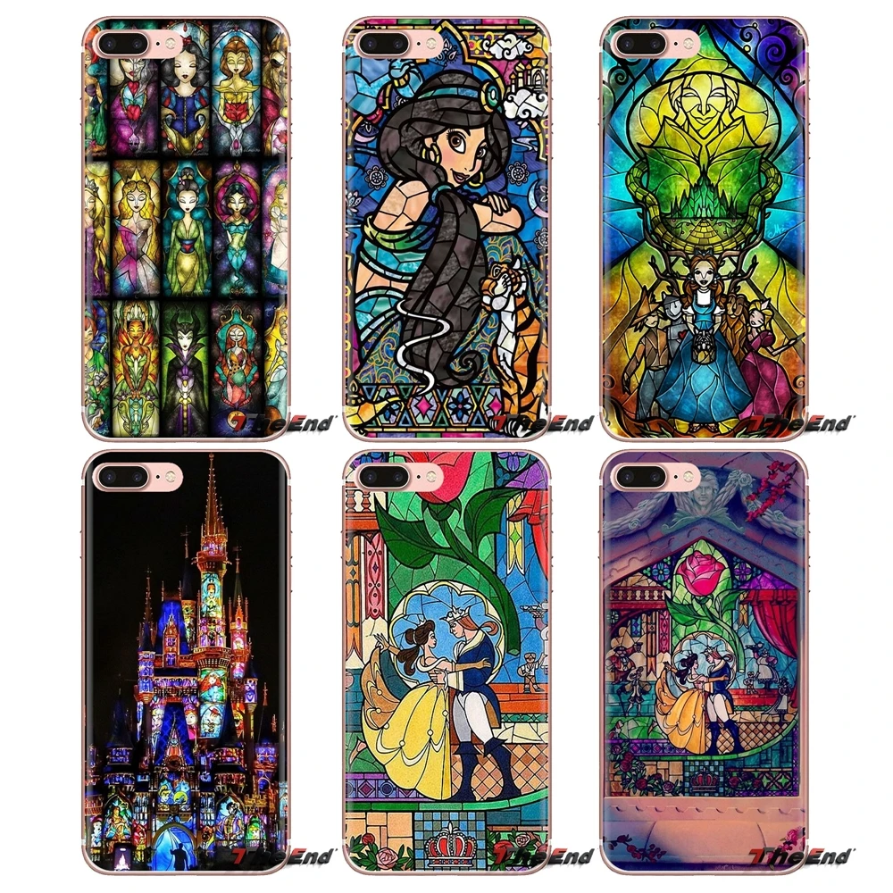 Soft TPU Phone Case Princess Stained Glass For iPhone XS Max XR X 4 4S 5 5S 5C SE 6 6S 7 8 Plus Samsung Galaxy J1 J3 J5 J7 A3 A5 |
