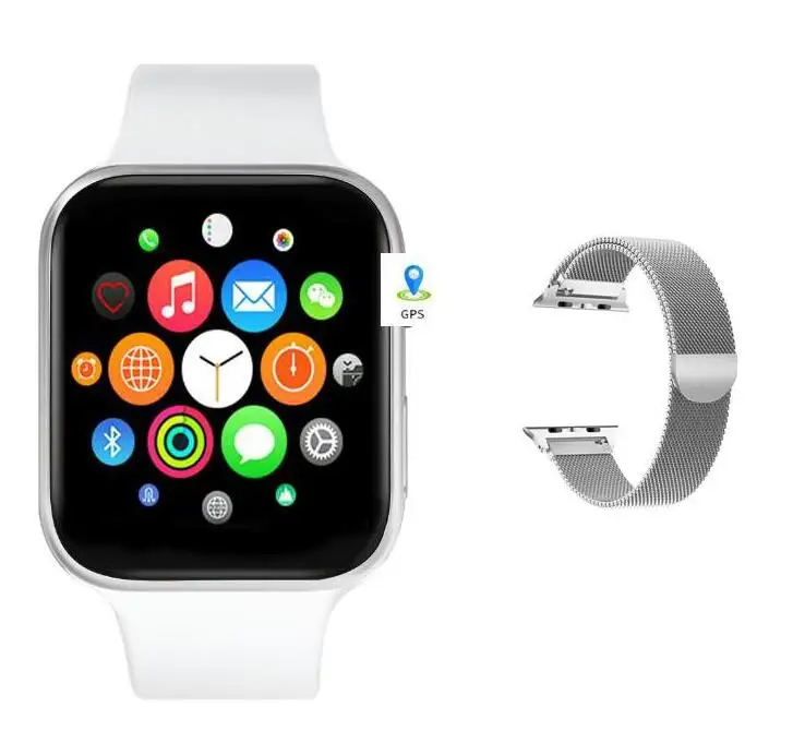 Умные часы 1:1 44 мм серия 5 Bluetooth часы SmartWatch IWO 11 для iPhone Android телефон монитор сердечного ритма gps - Цвет: SILVER MILANESE