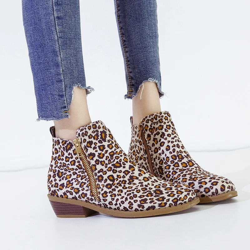 

Short Boots Women 2020 Winter Fashion British Short Ankle Boots Zipper Square Heel Warm Non-Slip Round-Toe Boot Shoes For Ladies