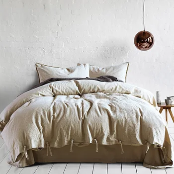 

Nordic Simple Natural 55% LINEN and 45% Cotton Solid Linen Set Four Season Bedding Comfortable 4PCS