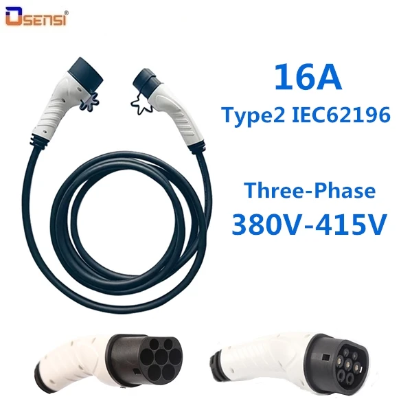 OSENSI 16A трехфазный кабель EV IEC62196 Тип 2-Тип 2 IEC 62196-2 EV зарядный штекер с 5 м кабелем TUV/UL Mennekes - Цвет: Type 2 to Type 2