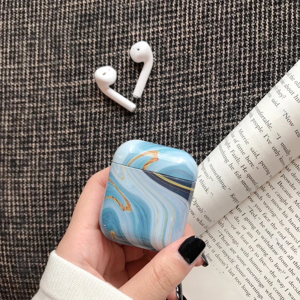 Чехол для Apple Airpods, чехол с мраморным морским узором, чехол для Apple Airpods 2, 1 чехол, аксессуары для наушников, чехол для Air Pods