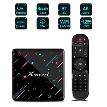

X88 PRO PLUS Android 9.0 Smart TV Box UHD 4K Media Player RK3368 4GB/32GB 2.4G/5G Dual-Band WiFi BT4.0 100M LAN Digital Display