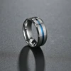 Men's fashion 8MM Black Brushed Ladder Edge Stainless Steel Ring Blue Groove Men Wedding Ring Gifts For Men ► Photo 3/6