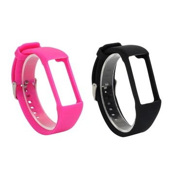 

2pcs Silicone Watchband for Polar A360 A370 Wristband Silicone Wriststrap Smart Bracelet - Black & Rose Red