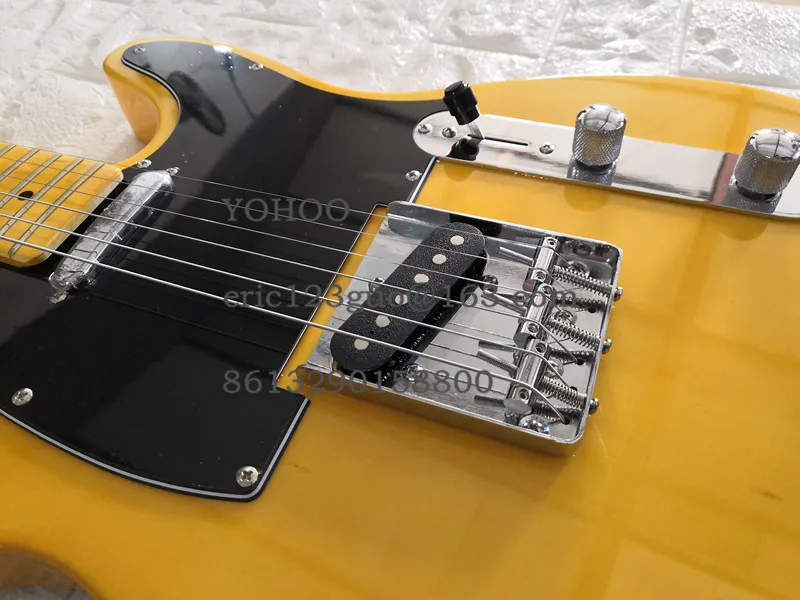 Фабрика на заказ желтый telr гитара хромированные изделия черный Pickguard индивидуальные! paypal доступны! T-1