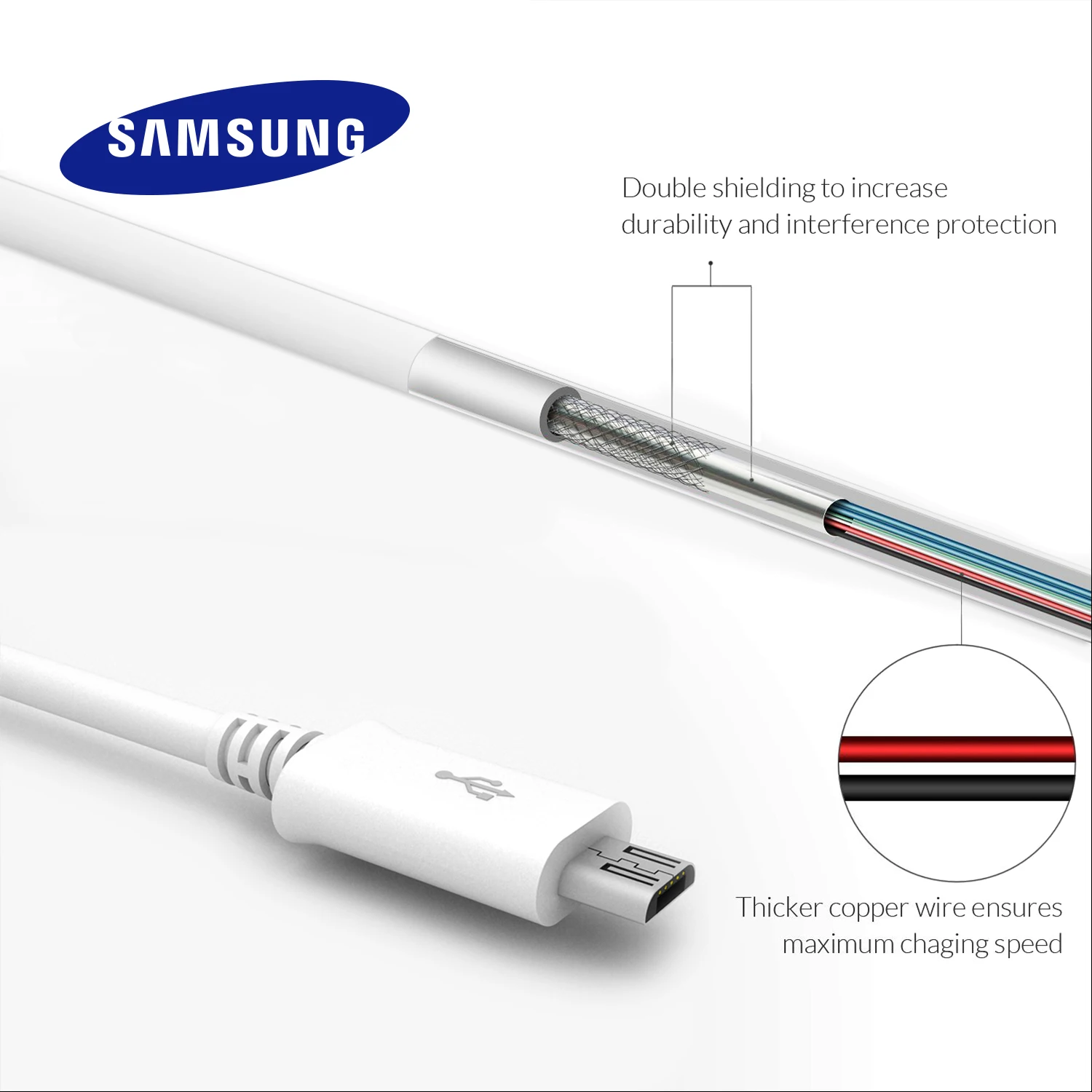 Samsung Micro USB Cable Original for S6 S7edge 2A Fast data S7 S6edge A5 A7 A8 A9 C5 J1 J2 J3 J5 J7 Note2 Note4 Note5 note edge