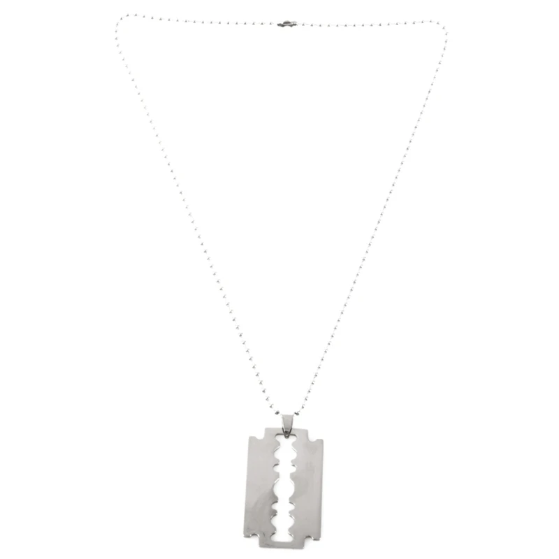 

Men's Stainless Steel Razor Blade Pendant Chain Necklace Silver