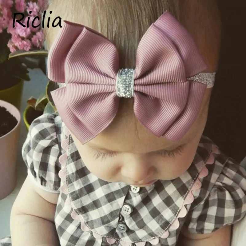 Riclia/20 шт./лот; лента для волос для девочек; эластичные однотонные Детские аксессуары для волос с маленьким бантом; детские головные уборы; яркие цвета; повязка для волос
