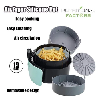 

Silicone Pot Multifunctional Air Fryers Oven Accessories Bread Fried Chicken Pizza Basket Baking Tray FDA Baking Dishes
