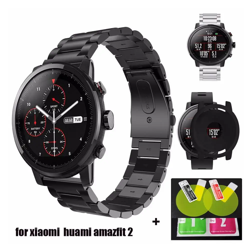 Для Xiaomi Huami Amazfit Stratos 2 Band часы из нержавеющей стали ремешок для часов металлическая застежка
