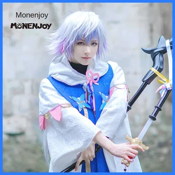 

Fate/Grand Order Merlin Cosplay Wig 100 Cm Long Straight Silver Blue Purple Gradient Synthetic Hair for Halloween Party Gift
