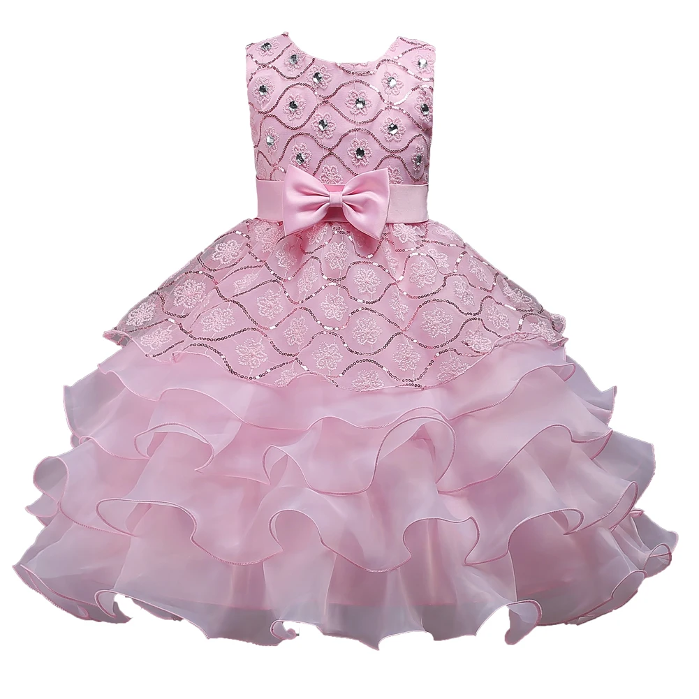 It's Yiya/Платья с цветочным узором для девочек 5 цветов, длинное платье для девочек без рукавов с круглым вырезом, пышные платья детское бальное платье с вышивкой и бантом, 582