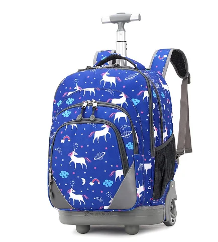 KIds 18 inch School Rolling backpack bag Children School Trolley backpack with wheels Wheeled Backpack Roller Bag with Wheels 4