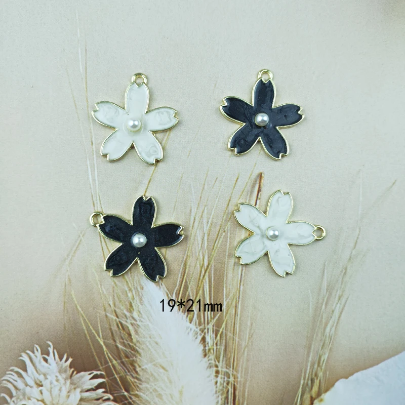 6pcs 13*24mm Alloy Enamel Flower Charms for Jewelry Making Alloy Charms  Pendants Fit Necklaces Earrings DIY Crafts - AliExpress