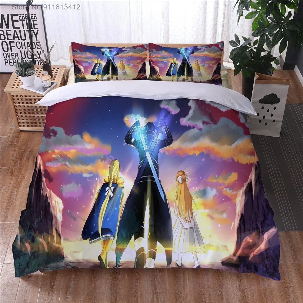 Anime Sword Art Online High Quality 3D Printed Pattern Duvet Cover with Pillow Cover Bedding Set Anime Bed Set Bedroom Luxury