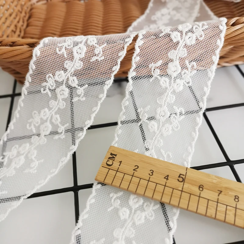 

19Yards 5.1cm White Cotton Thread + Mesh Embroidery Lace Fabric Lace Ribbon Trims Trimmings Lace Dress DIY Sewing Accessories