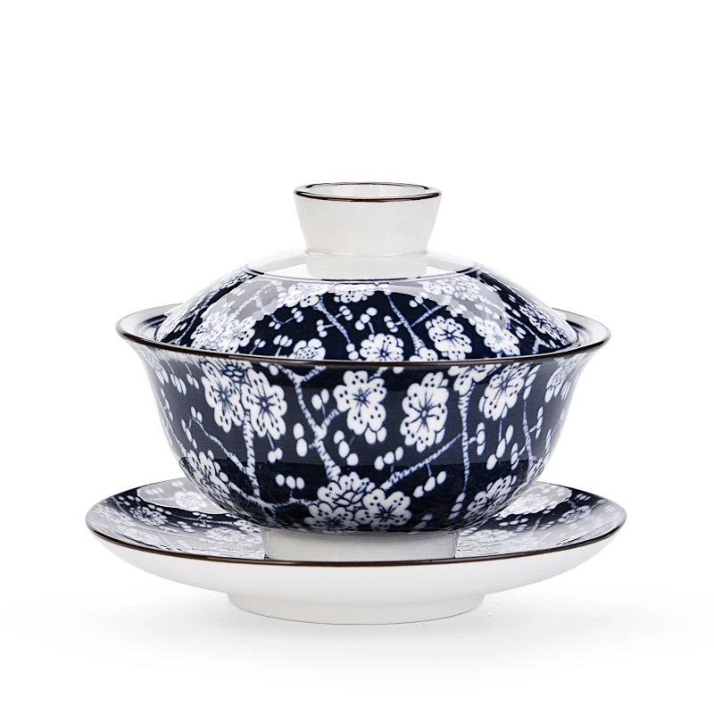 Gaiwan керамическая чайная соусница для тарелки набор крышек синие и белые фарфоровые пиалы для чая Посуда для напитков мастер чашка пуэр чайник контейнер - Цвет: A Style