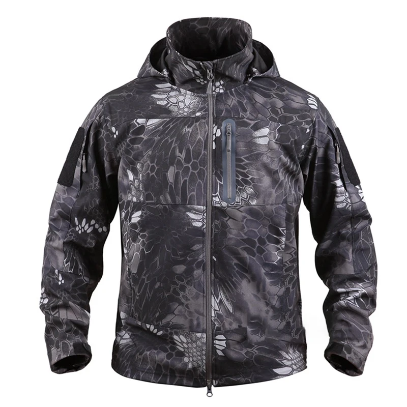 Black camouflage Мужская тактическая камуфляжная дышащая ветрозащитная износостойкая военная куртка для любителей спорта на открытом воздухе - Цвет: Black camouflage