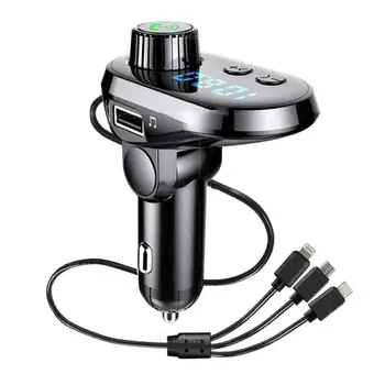 

Car Mp3 Player One For Three Car Charger Car Hands-free Receiver Fm Launch Intelligent Fast Charging