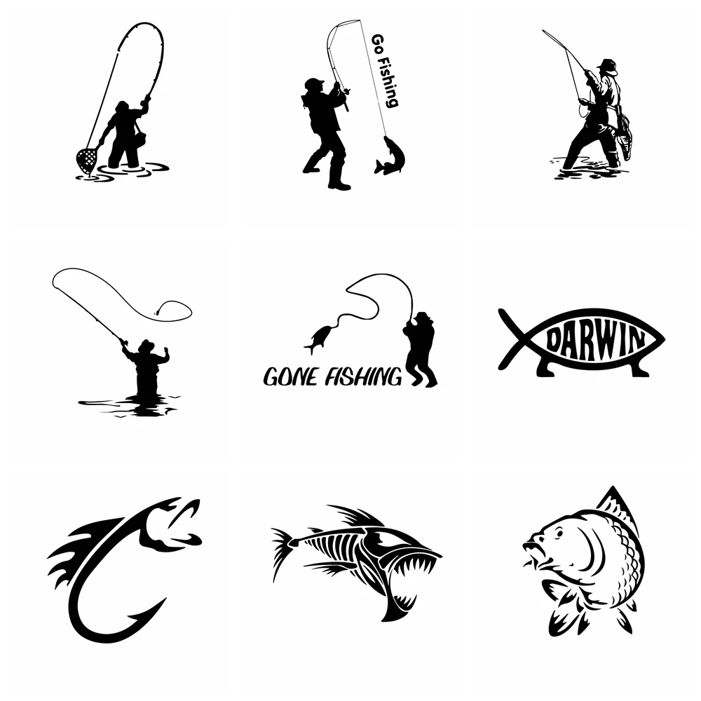 

10 Styles Hot Sale Fish Car Sticker Funny Car-Styling For Rear view Mirror Car Head Engine Cover Windows Decoration Accessories