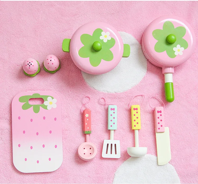  New Style Cookware Kitchenware Group Children Play House Educational Wooden Kitchen Toy Set GIRL'S  - 4000267327639