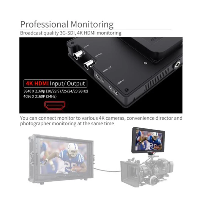 Feelworld FW703 3G SDI 4K HDMI Camera Field Monitor 7 Inch IPS Full HD 1920x1200 Portable DSLR Monitor Sony Nikon Canon dslr field monitor