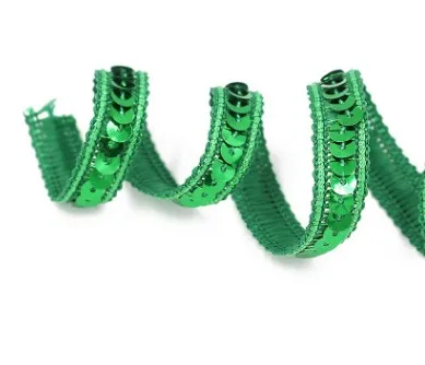 color14 dark green SASKIA 25 метров блесток блестка Африканский кружевной Материал лента отделка пришить платье одежда шторы аксессуары Diy Золото Серебро 1,2 см - Цвет: color14 dark green