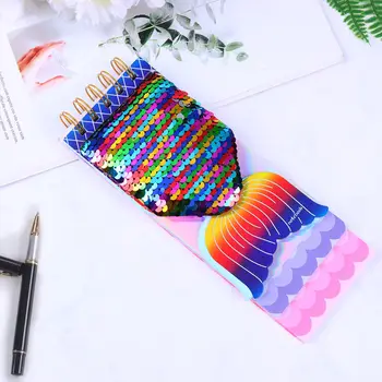 

1Pc Mini Notebook Lovely Portable Creative Fashion Stationery Sequins Notepad Fish Scale Notebook for Home Daily School