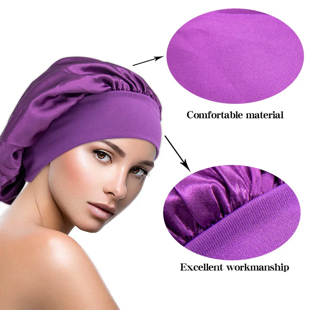 New Women Solid Satin Sleeping Hat Night Sleep Cap Hair Care Bonnet Nightcap For Women Cap Bonnet