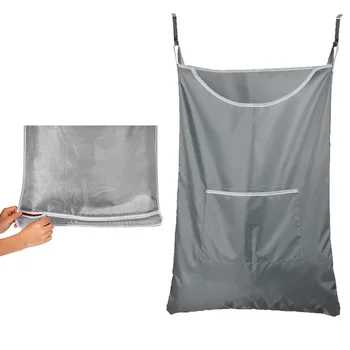 

Bathroom With Hooks Oxford Cloth Wall Mounted Portable Hotel Storage Bag Hanging Laundry Hamper Door Back Dirty Clothes