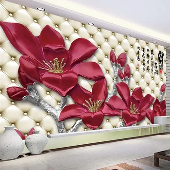 

Custom Mural Wallpaper Chinese Style Magnolia Flowers Soft Roll Fresco Living Room TV Sofa Bedroom Home Decor Wall Painting 3 D