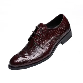 

Men's Leather Shoes Embossed Crocodile Pattern Leather Shoes Oxfords Round Toe Formal Wear Leather Shoes Wedding Shoes