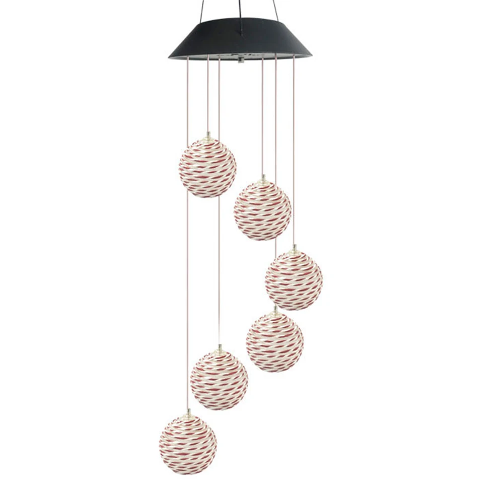 Plastic Color Changing Lamp Rattan Ball Waterproof Wind Chime Light Led Hanging Garden Energy Saving Outdoor Solar Powered Home - Испускаемый цвет: Black
