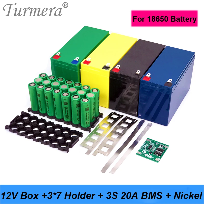 Коробка для хранения аккумуляторов Turmera 12 В 7 А · ч 23 3x7 18650 3S 20A BMS сменный никель