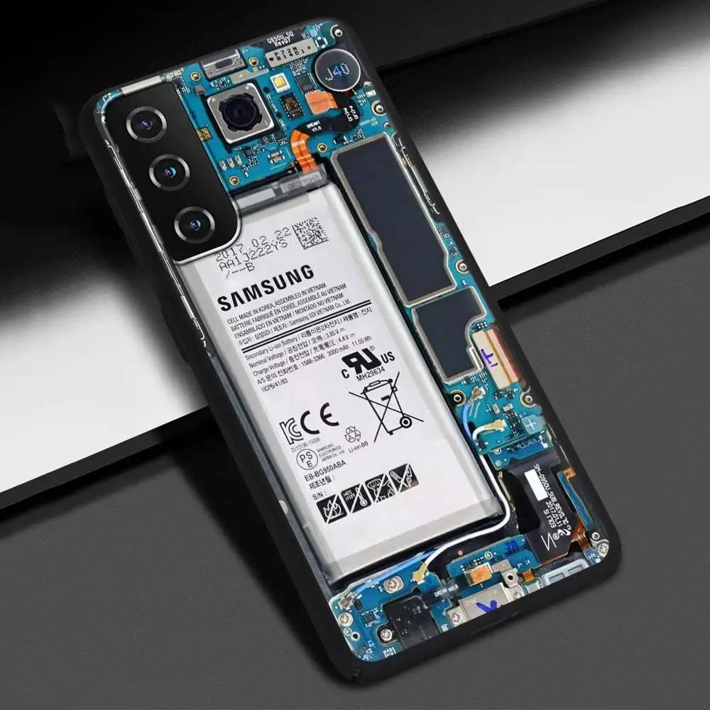 Sleek Silicone Black Phone Cover with Circuit Board Design