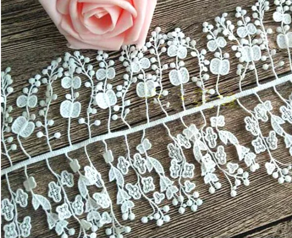 Lace Ribbon Lace Fabric Lace Sewing Accessories Lace Sewing Supplies Lace Accessories Lace Garment Accessories Lace Decoration Clothing Craft Accessories 1yard Width:7cm (2.80") Lovely Flower Desgin Tassel Laces Water Loluble Polyester Lace Sewing Garment embellishment (ss-6793)