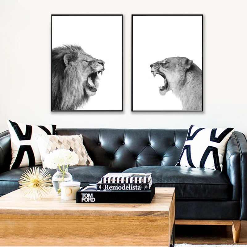 Black White Animal Photo Poster Canvas Print Home Wall Art Decor